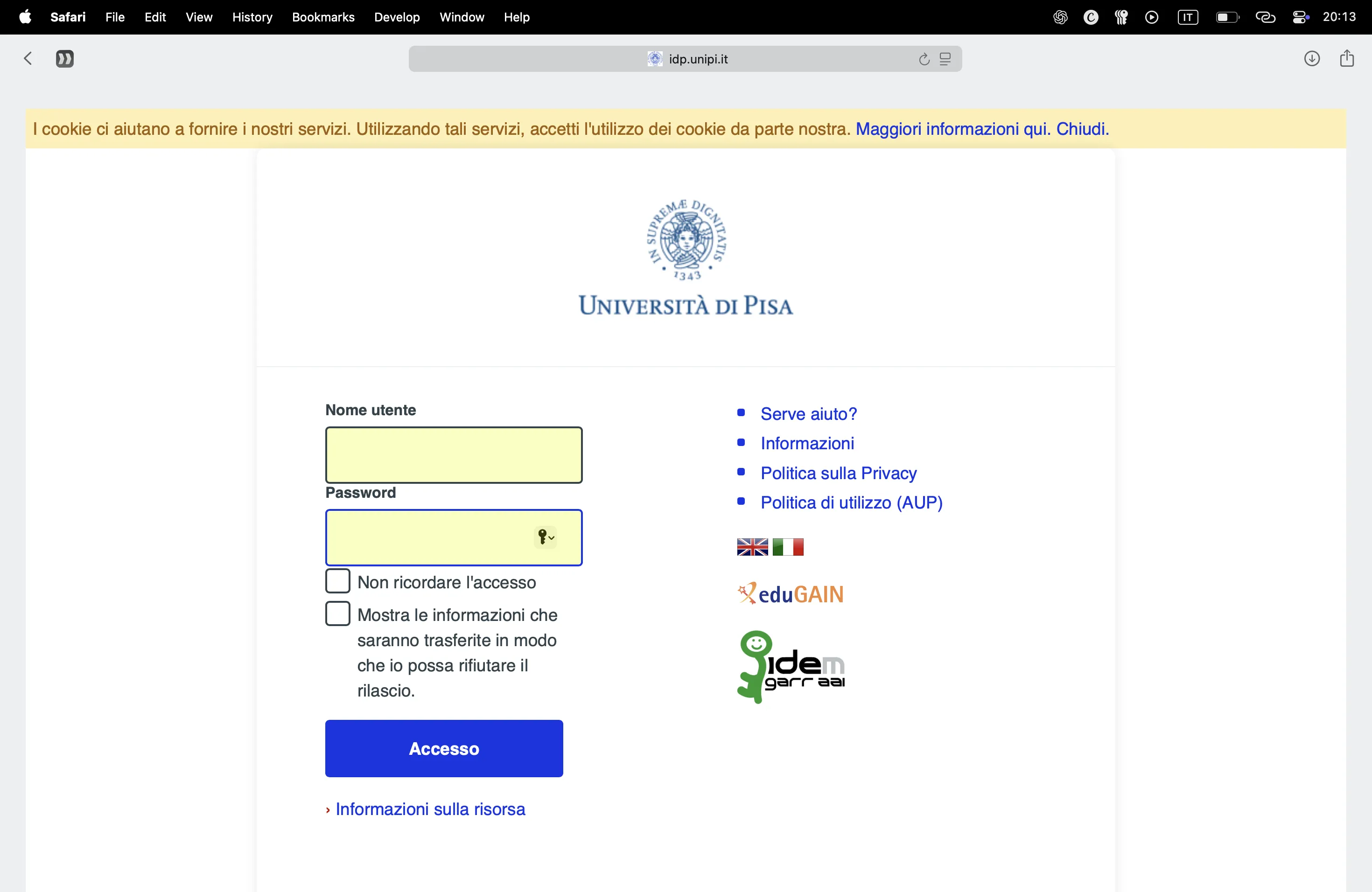 Home page di Valutami dopo aver effettuato l'accesso